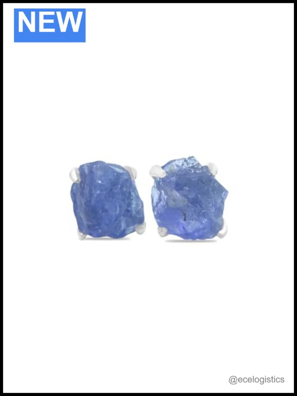 Rough Tanzanite Sterling Silver Stud Earrings Prong Set Gemstone
